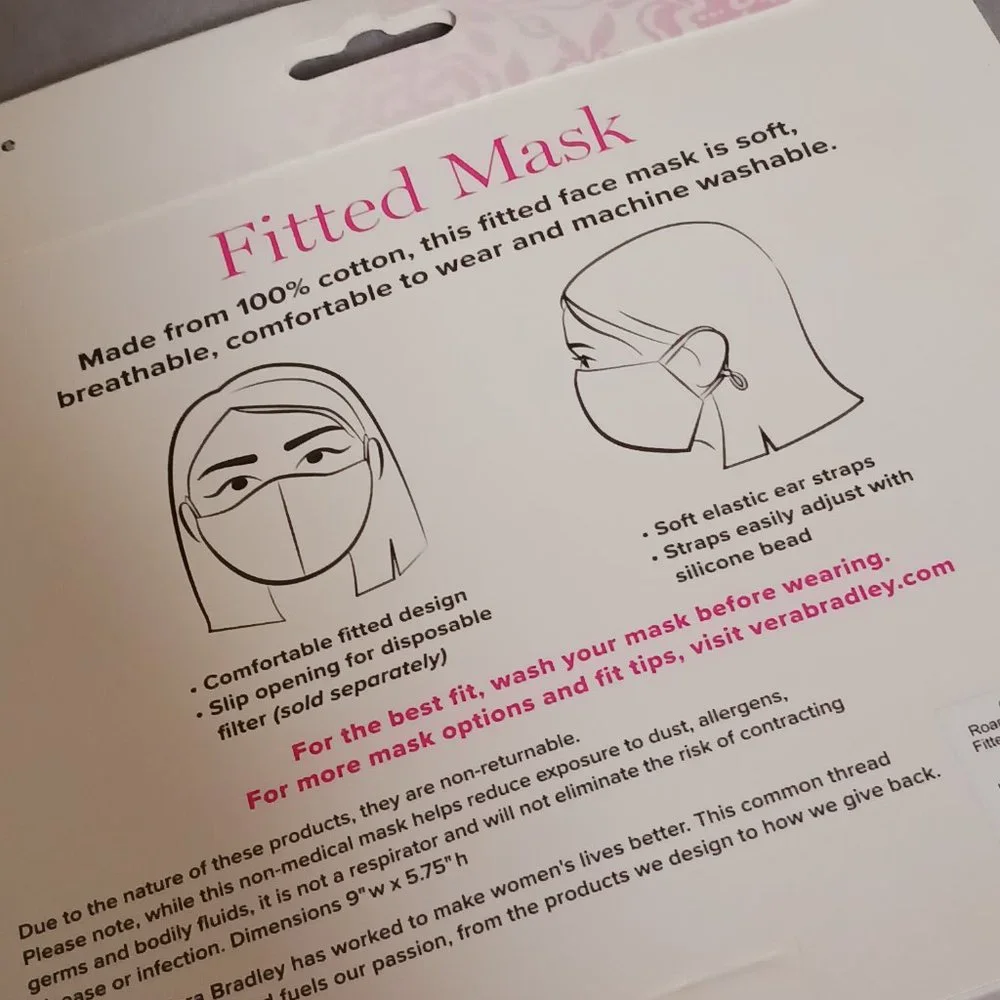 NWT! VERA BRADLEY FITTED FACE MASK